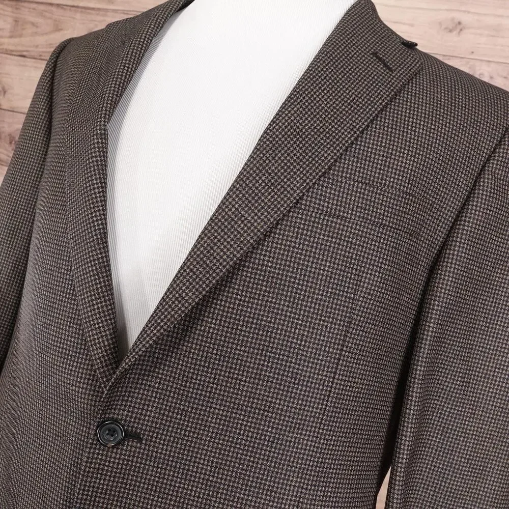 Hickey Freeman Blazer Mens 42L Brown Silk Wool Sport Coat 2‎ Button